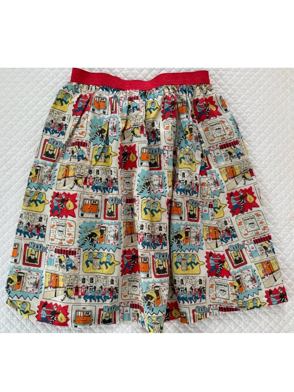 Cath Kidston Stop Thief Comic Print A-Line Skirt XS